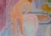 Woman showering in bath